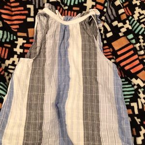 Blue, black, and grey stripped tank top